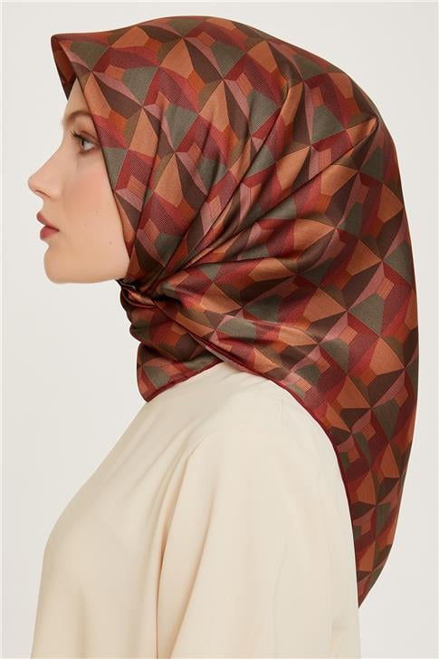 Armine Klasik Desenli Twill Saf İpek Eşarp 9204D 82
