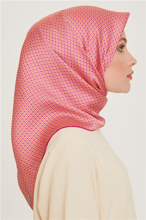 Armine Klasik Desenli Twill Saf İpek Eşarp 9210D 80 04