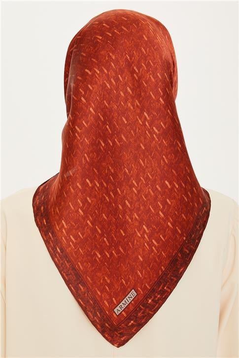 Armine Klasik Desenli Twill Saf İpek Eşarp 9230D 83