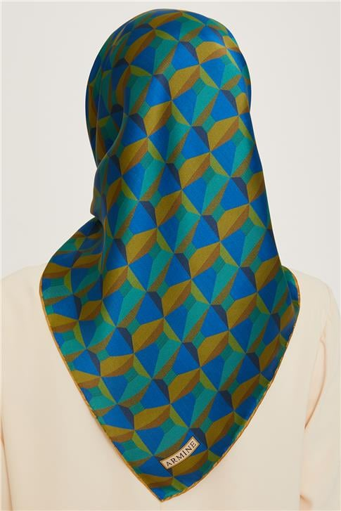 Armine Klasik Desenli Twill Saf İpek Eşarp 9204D 33