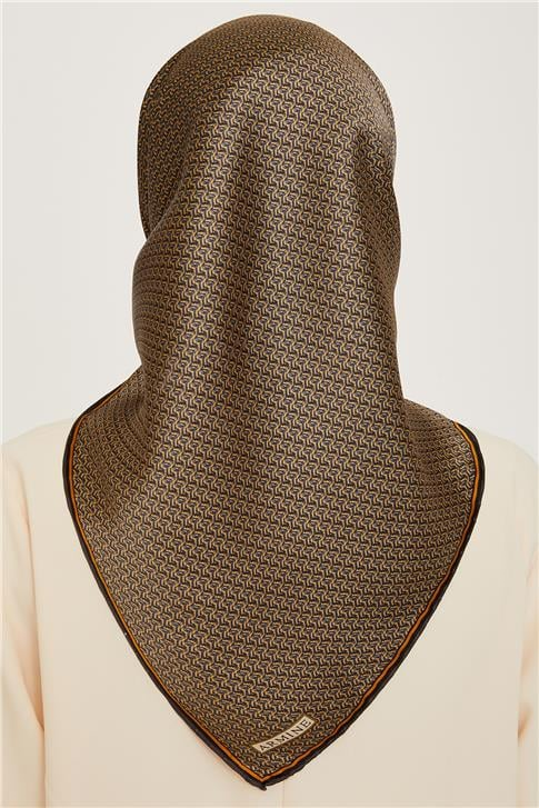 Armine Klasik Desenli Twill Saf İpek Eşarp 9250D 52
