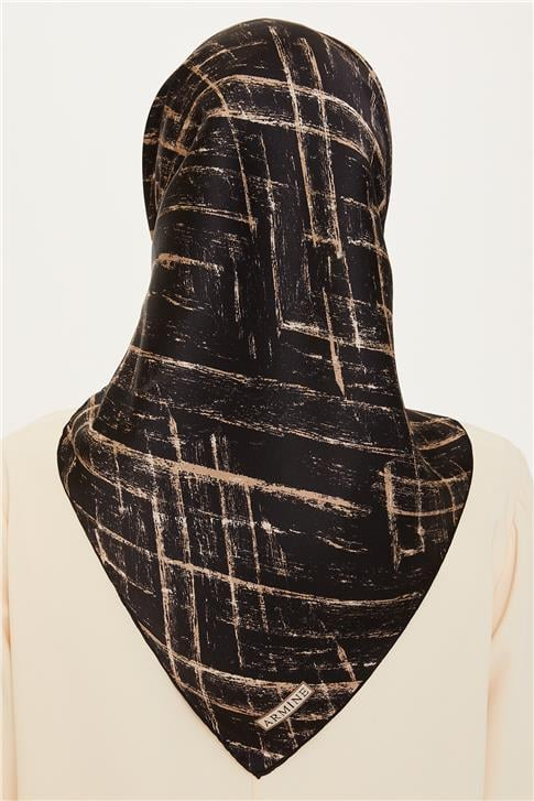 Armine Klasik Desenli Twill Saf İpek Eşarp 9258D 04