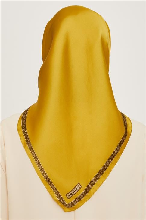 Armine Klasik Desenli Twill Saf İpek Eşarp 9261D 07 39