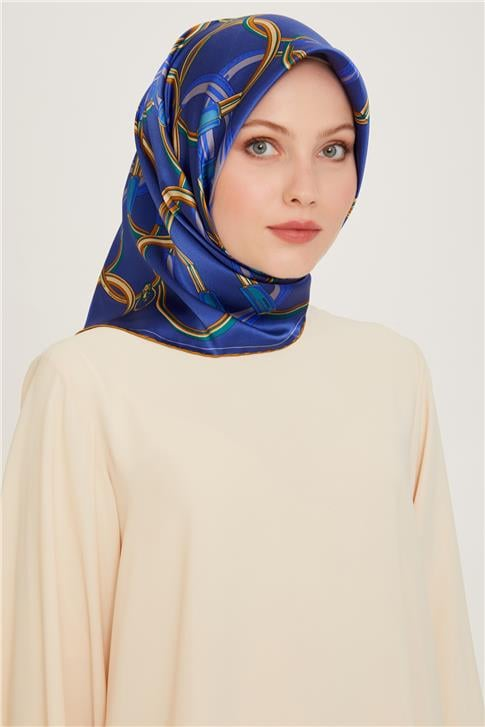 Armine Klasik Desenli Twill Saf İpek Eşarp 9203D 87