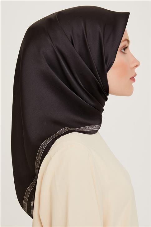 Armine Klasik Desenli Twill Saf İpek Eşarp 9261D 07 82