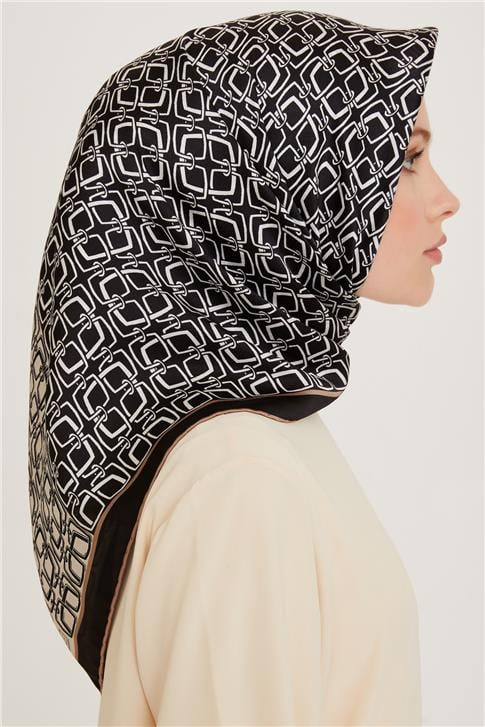Armine Klasik Desenli Twill Saf İpek Eşarp 9248D 05 50