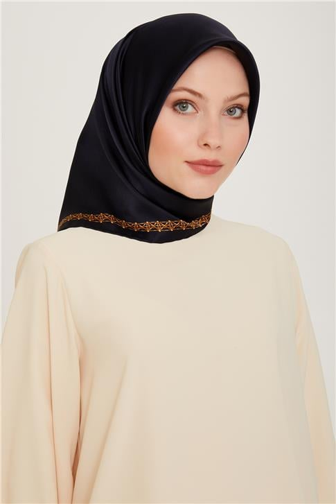 Armine Klasik Desenli Twill Saf İpek Eşarp 9260D 09