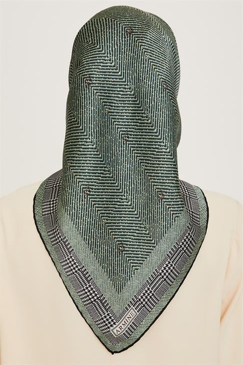 Armine Klasik Desenli Twill Saf İpek Eşarp 9252D 03 34
