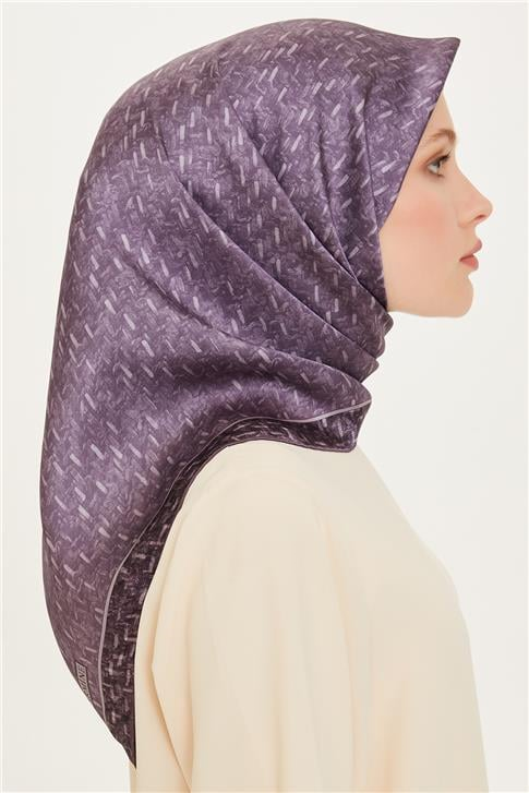 Armine Klasik Desenli Twill Saf İpek Eşarp 9230D 84