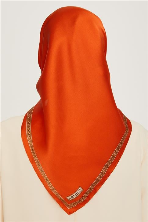 Armine Klasik Desenli Twill Saf İpek Eşarp 9261D 07 83