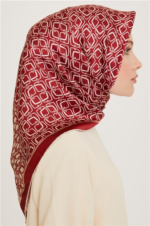Armine Klasik Desenli Twill Saf İpek Eşarp 9248D 05 82
