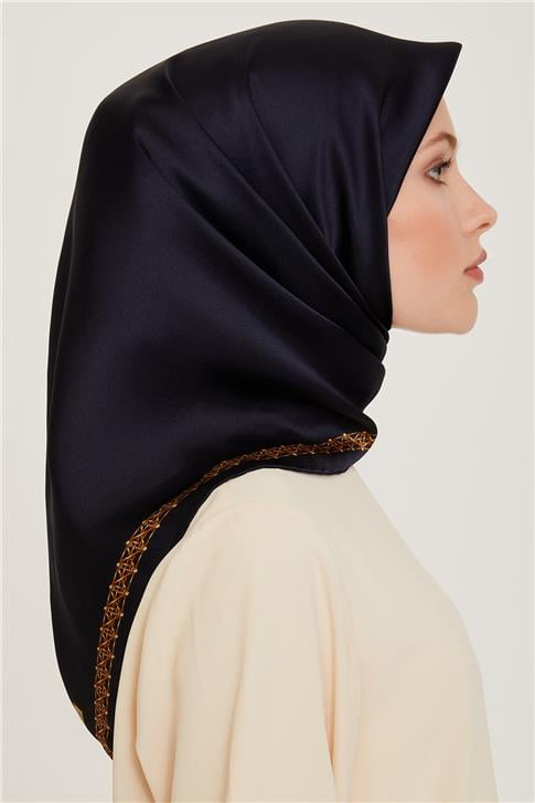 Armine Klasik Desenli Twill Saf İpek Eşarp 9260D 09