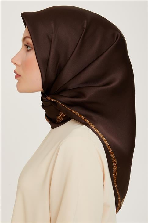 Armine Klasik Desenli Twill Saf İpek Eşarp 9260D 50