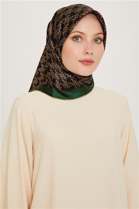 Armine Klasik Desenli Twill Saf İpek Eşarp 9239D 33