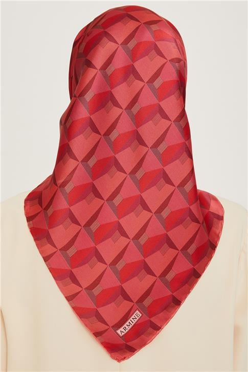 Armine Klasik Desenli Twill Saf İpek Eşarp 9204D 36