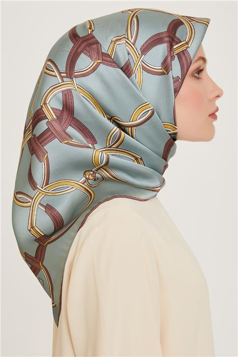 Armine Klasik Desenli Twill Saf İpek Eşarp 9203D 50