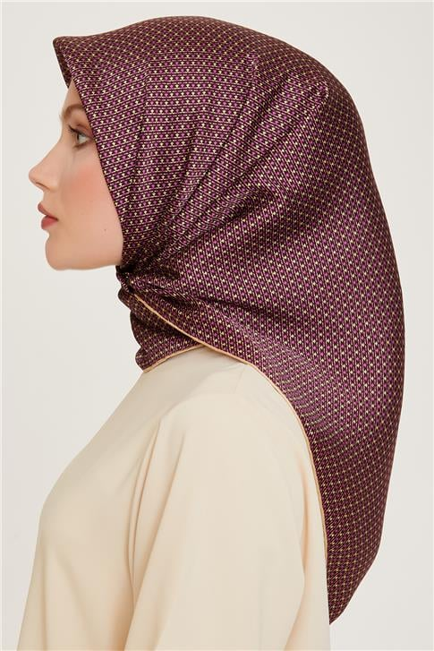 Armine Klasik Desenli Twill Saf İpek Eşarp 9210D 80 83
