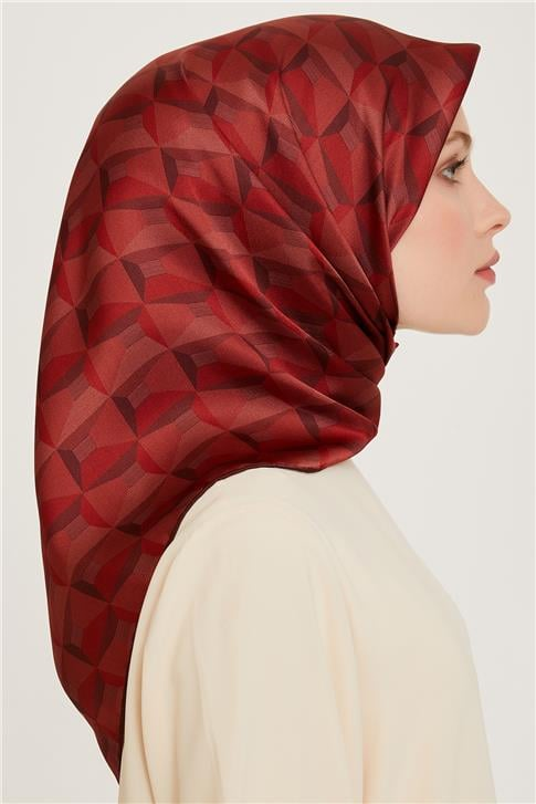 Armine Klasik Desenli Twill Saf İpek Eşarp 9204D 56