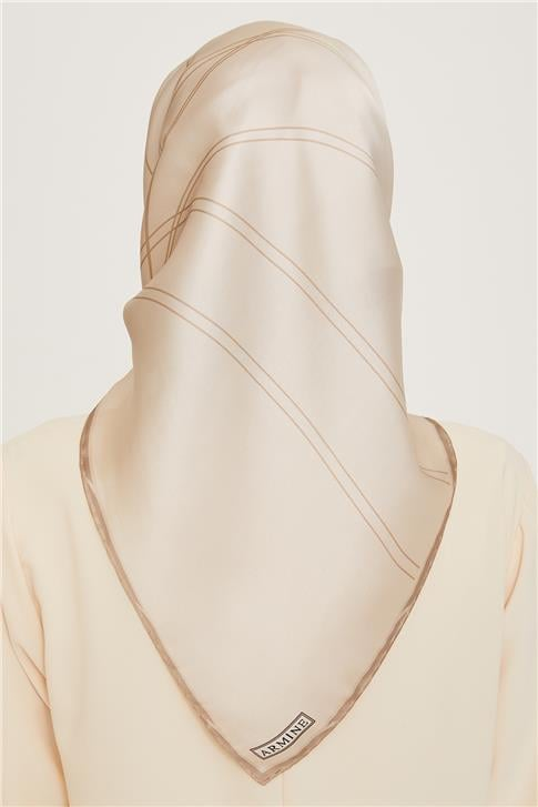 Armine Klasik Desenli Twill Saf İpek Eşarp 9251D 53