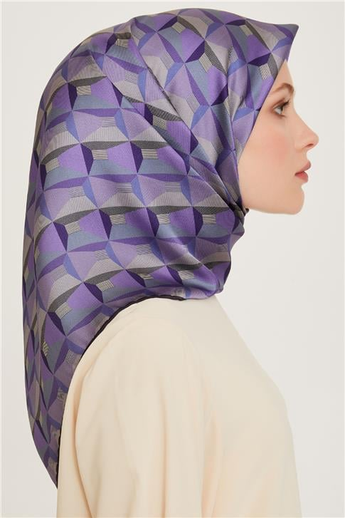 Armine Klasik Desenli Twill Saf İpek Eşarp 9204D 37