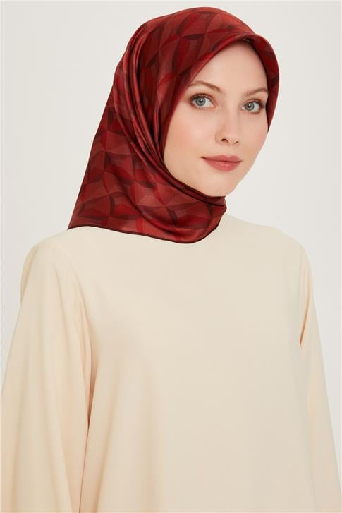 Armine Klasik Desenli Twill Saf İpek Eşarp 9204D 56