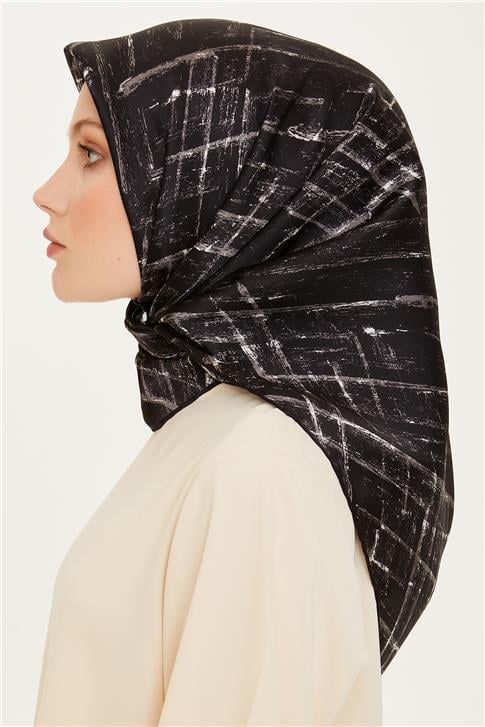 Armine Klasik Desenli Twill Saf İpek Eşarp 9258D 05