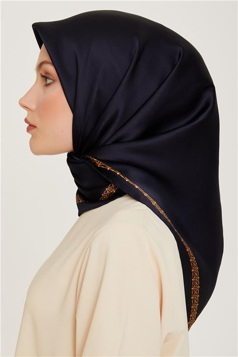 Armine Klasik Desenli Twill Saf İpek Eşarp 9260D 09