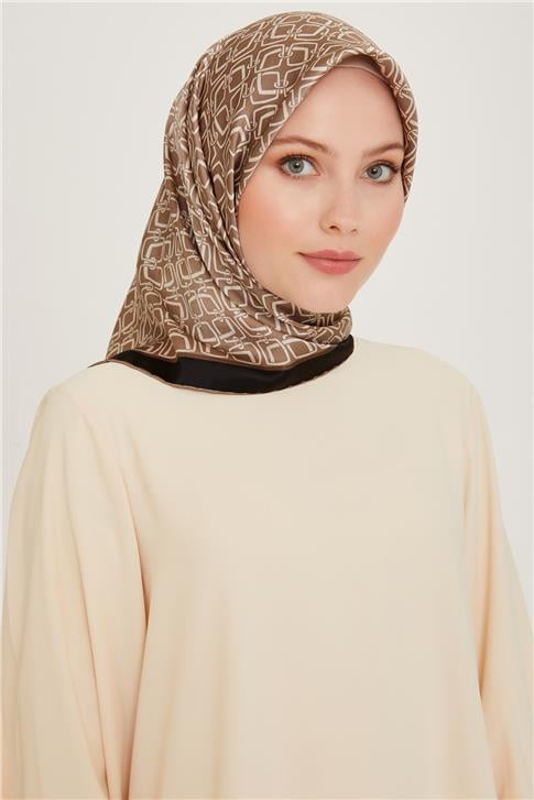 Armine Klasik Desenli Twill Saf İpek Eşarp 9248D 05 32