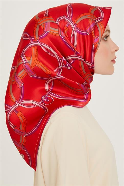 Armine Klasik Desenli Twill Saf İpek Eşarp 9203D 81