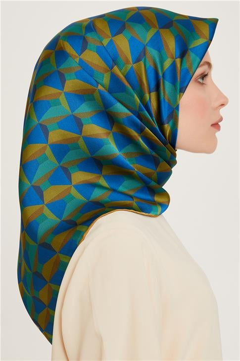 Armine Klasik Desenli Twill Saf İpek Eşarp 9204D 33