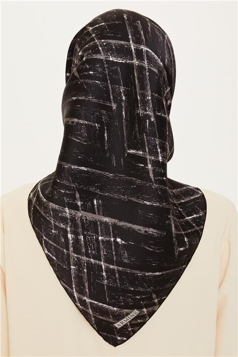 Armine Klasik Desenli Twill Saf İpek Eşarp 9258D 05