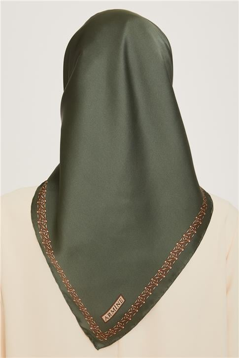 Armine Klasik Desenli Twill Saf İpek Eşarp 9260D 35