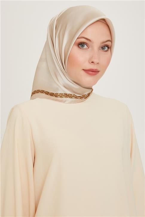 Armine Klasik Desenli Twill Saf İpek Eşarp 9260D 03
