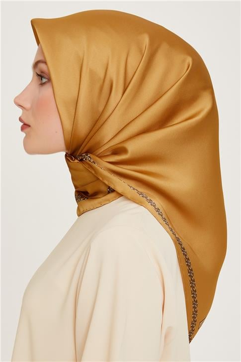 Armine Klasik Desenli Twill Saf İpek Eşarp 9260D 40