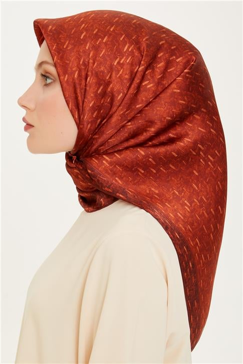 Armine Klasik Desenli Twill Saf İpek Eşarp 9230D 83