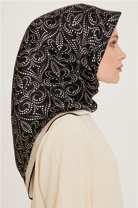 Armine Klasik Desenli Twill Saf İpek Eşarp 9246D 06