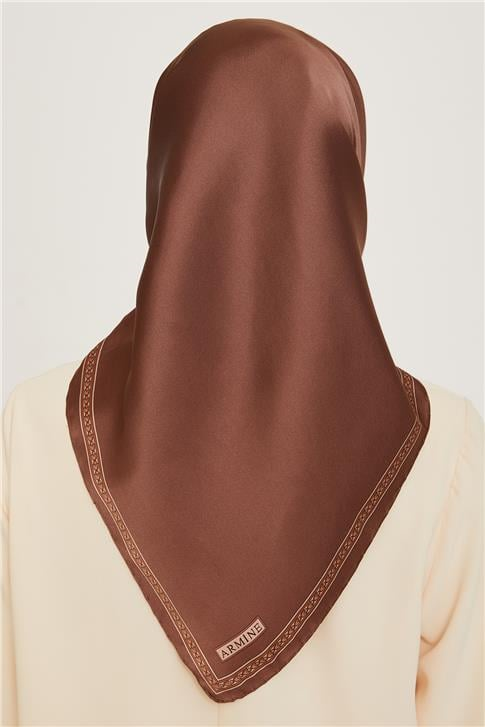 Armine Klasik Desenli Twill Saf İpek Eşarp 9261D 07 33
