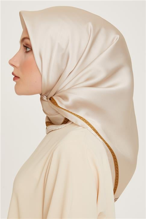 Armine Klasik Desenli Twill Saf İpek Eşarp 9261D 07 03