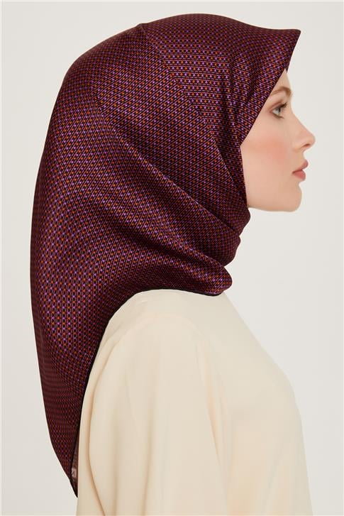 Armine Klasik Desenli Twill Saf İpek Eşarp 9210D 80 01