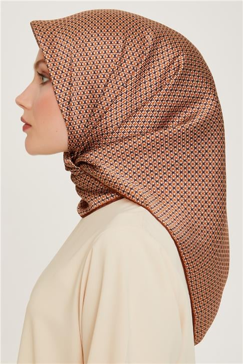 Armine Klasik Desenli Twill Saf İpek Eşarp 9210D 80 32