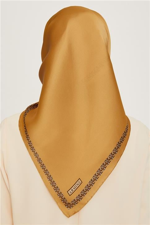 Armine Klasik Desenli Twill Saf İpek Eşarp 9260D 40