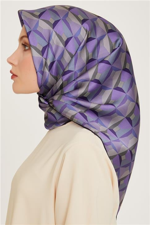 Armine Klasik Desenli Twill Saf İpek Eşarp 9204D 37