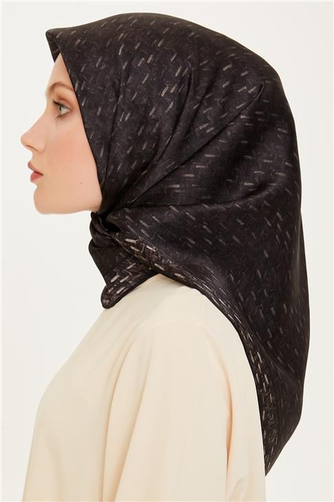 Armine Klasik Desenli Twill Saf İpek Eşarp 9230D 50