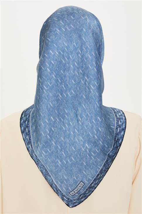 Armine Klasik Desenli Twill Saf İpek Eşarp 9230D 33