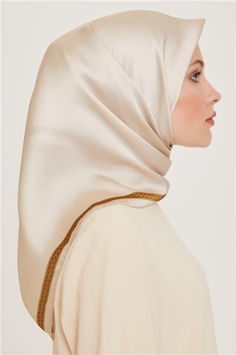 Armine Klasik Desenli Twill Saf İpek Eşarp 9261D 07 03