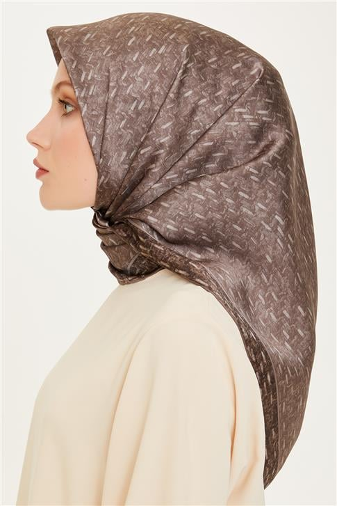 Armine Klasik Desenli Twill Saf İpek Eşarp 9230D 86