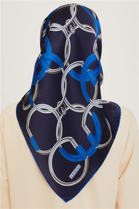 Armine Klasik Desenli Twill Saf İpek Eşarp 9203D 55