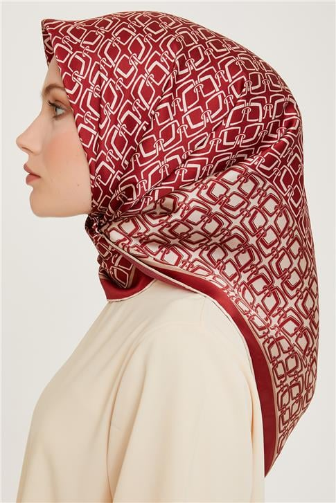 Armine Klasik Desenli Twill Saf İpek Eşarp 9248D 05 82