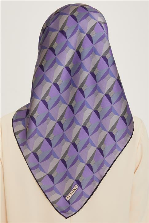 Armine Klasik Desenli Twill Saf İpek Eşarp 9204D 37
