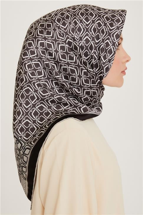 Armine Klasik Desenli Twill Saf İpek Eşarp 9248D 05 05